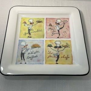 BRUNELLI Square LARGE SERVING Platter/Plate Female Chef Le Femme Italy 14 1/2"